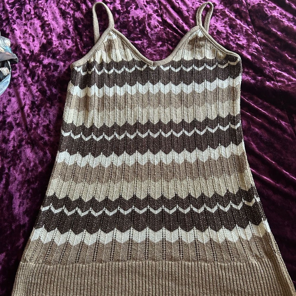 Brown and Cream Chevron Knit Women's Top